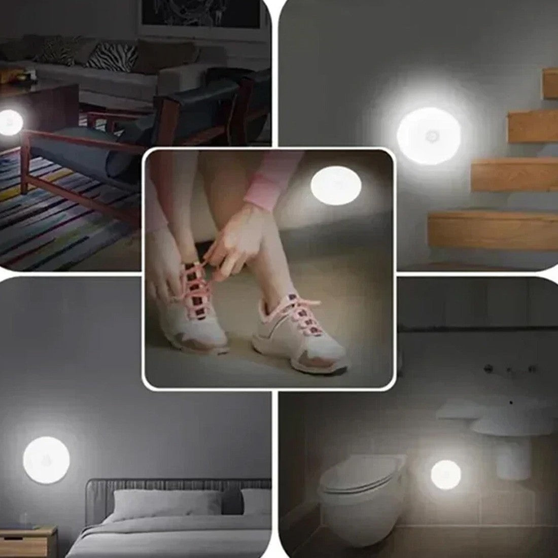 Rechargeable USB LED Motion Sensor Night Light - Portable and Versatile for Cabinets & Stairs