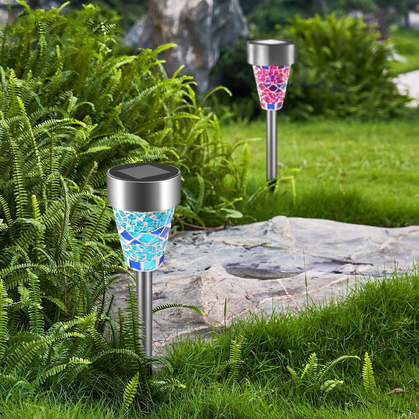 Transform Your Outdoors: 6-Pack Waterproof Mosaic Solar Pathway Lights for Stunning Yards & Driveways