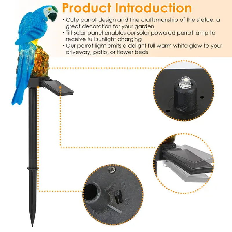 Illuminate Your Garden with the Vibrant Solar Powered Parrot Light - Waterproof LED for Stunning Lawn Decor!