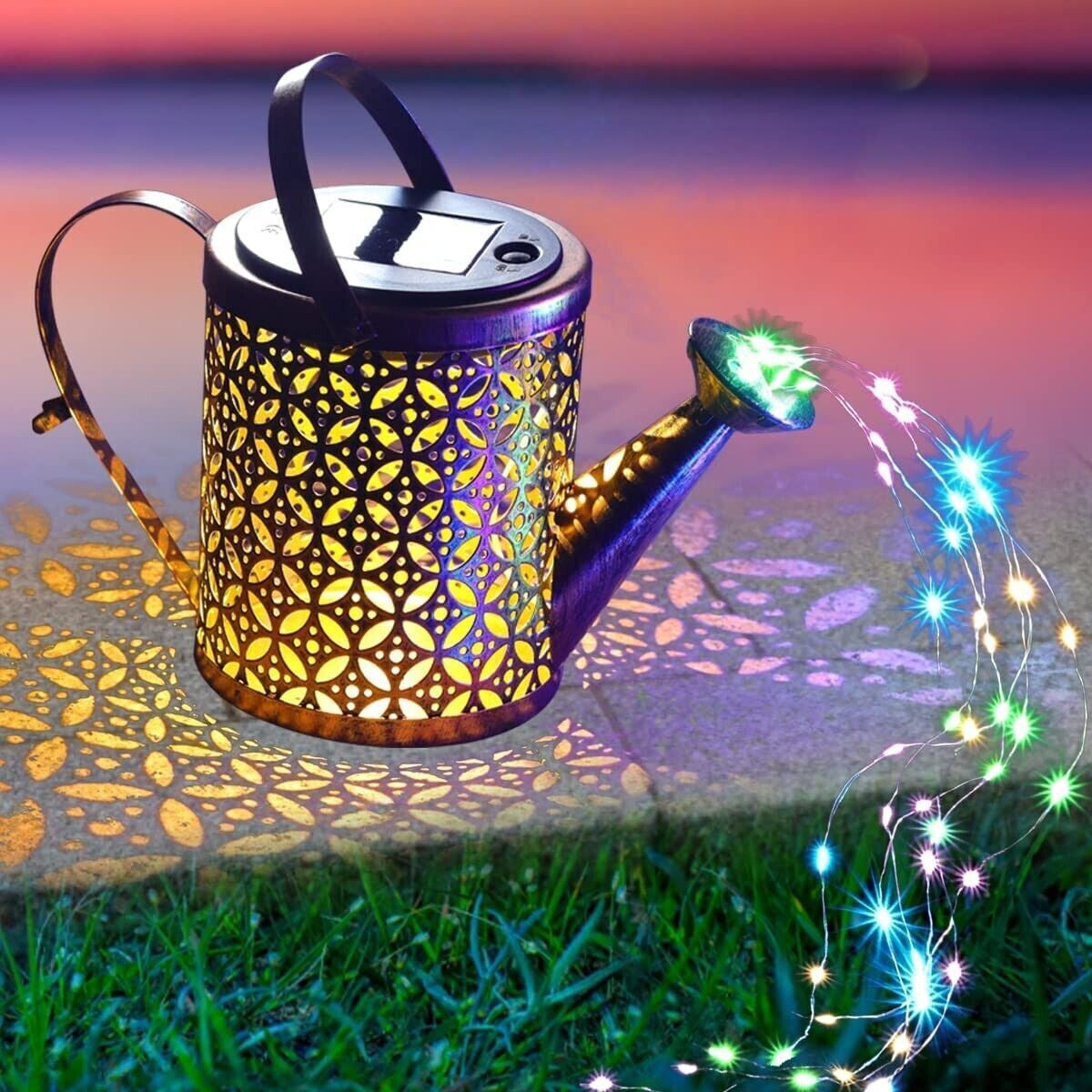 Elegant Set of 2 Copper Solar Watering Can Lights – Perfect Outdoor Decor for Pathways, Yards, and Patios