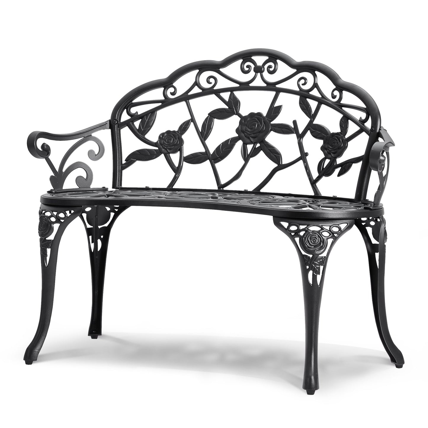 Durable 38.8" Metal Outdoor Bench with Backrest & Armrests - Supports 480 lbs for Ultimate Comfort in Garden, Park, and Patio