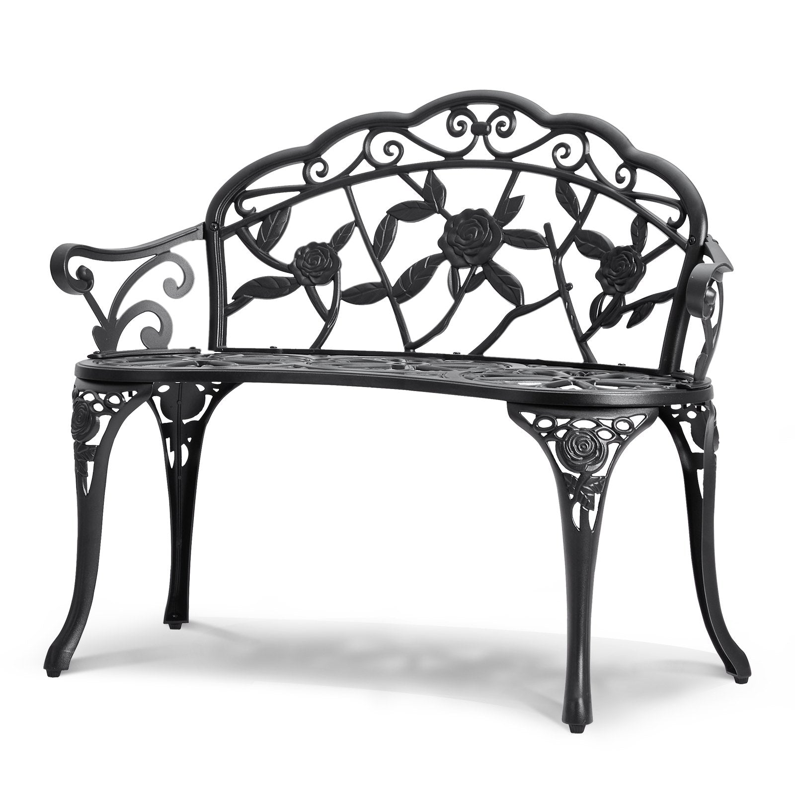Durable 38.8" Metal Outdoor Bench with Backrest & Armrests - Supports 480 lbs for Ultimate Comfort in Garden, Park, and Patio