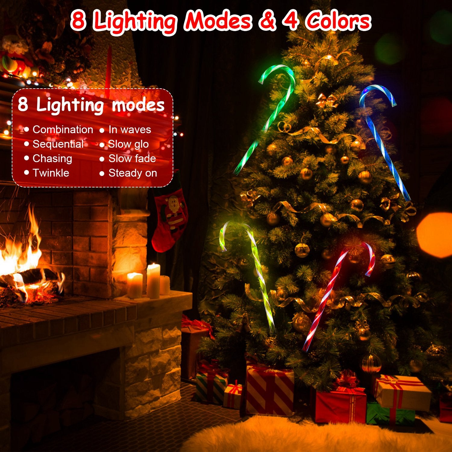 Brighten Your Holidays with Solar-Powered Waterproof Candy Cane Lights - Ideal for Patios, Yards, and Pathways!