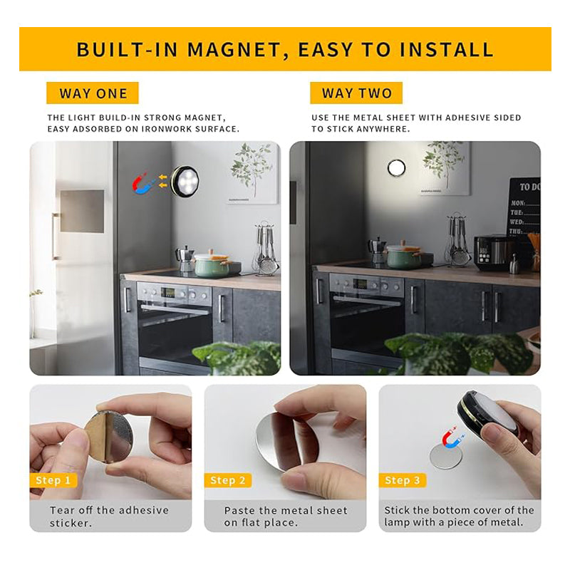 Illuminate Your Space: 3-Pack Rechargeable Wireless Motion Sensor LED Under Cabinet Night Lights