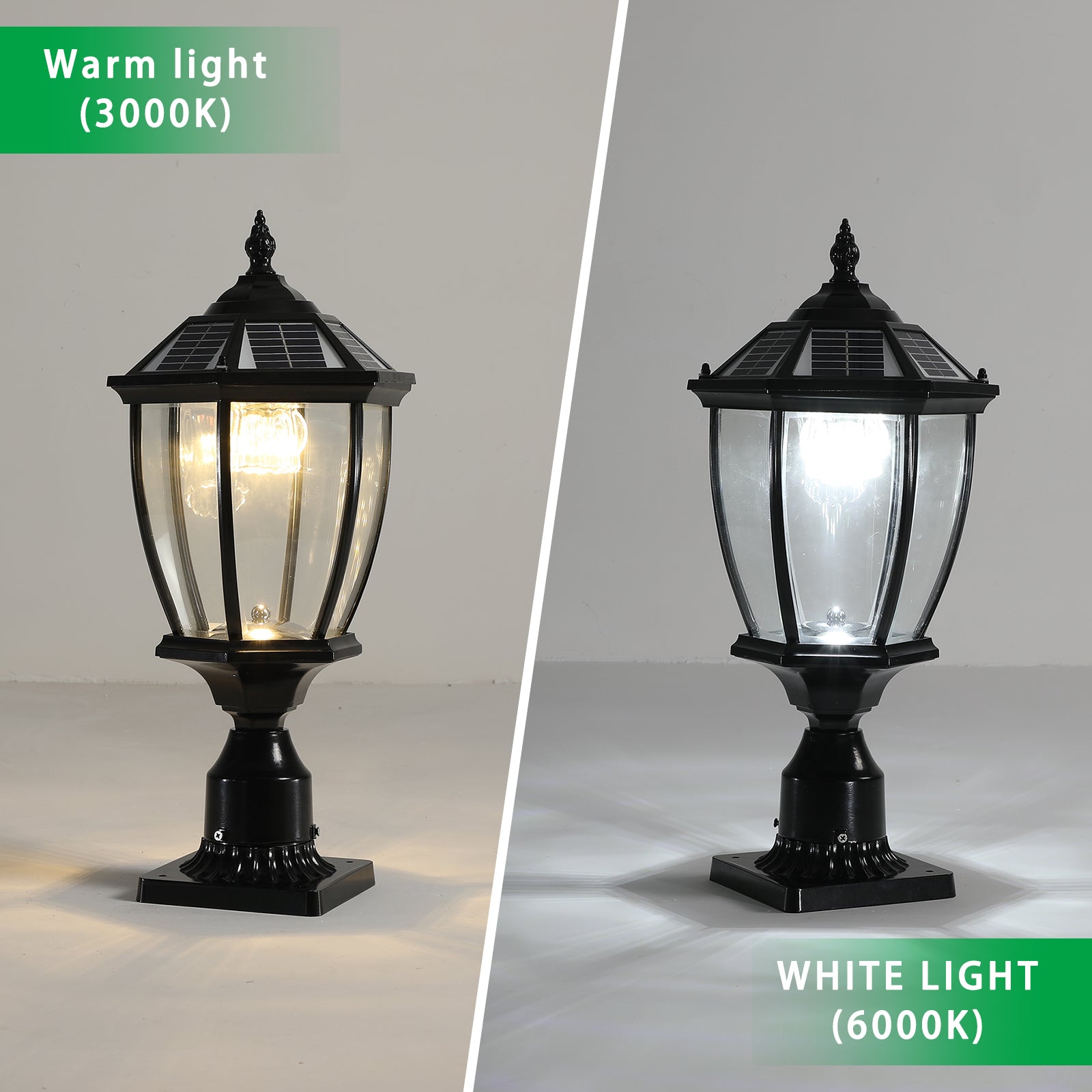 Chic Solar-Powered Black LED Lanterns - Vintage Glass Design for Pathways, Yards & Patios - Set of 2