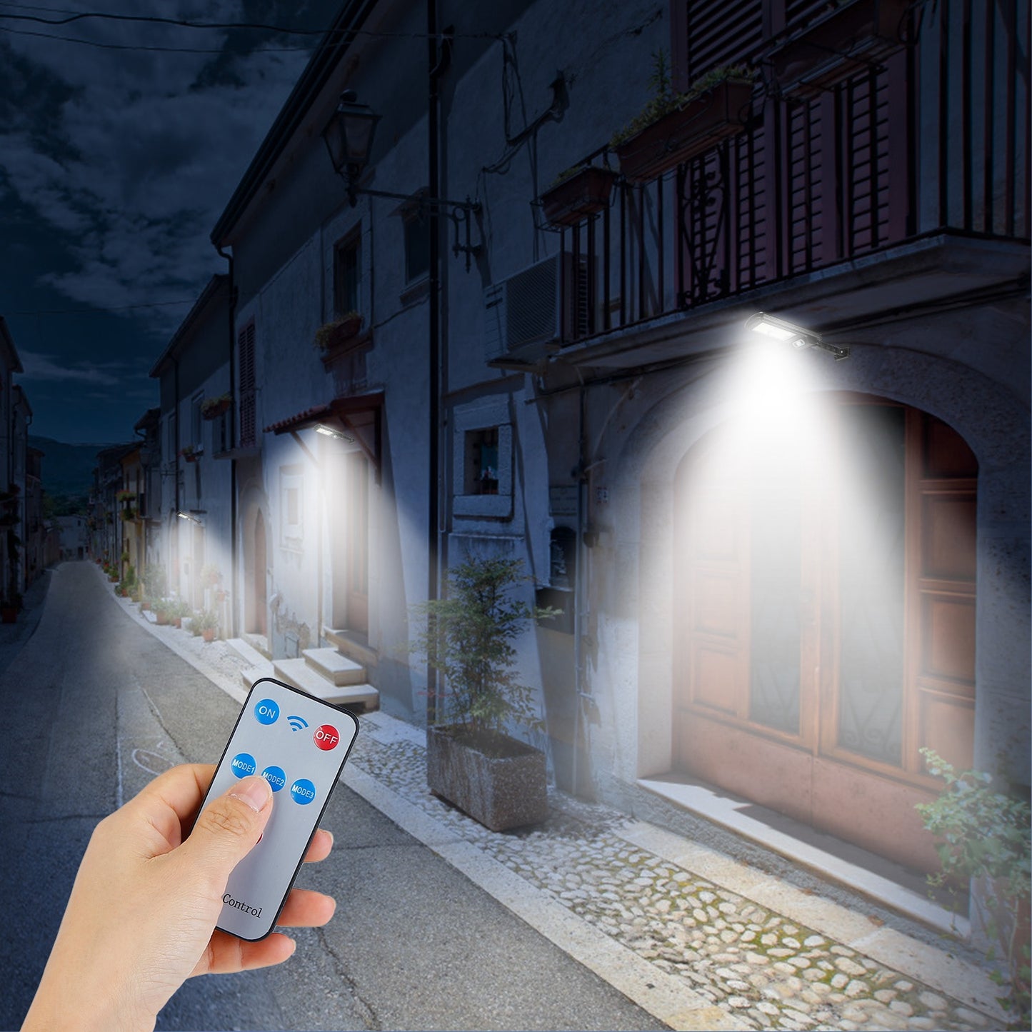 Illuminate Your Outdoors with the 450W Solar Motion Sensor Wall Light - Waterproof, 3 Modes & Remote Control for Ultimate Convenience!