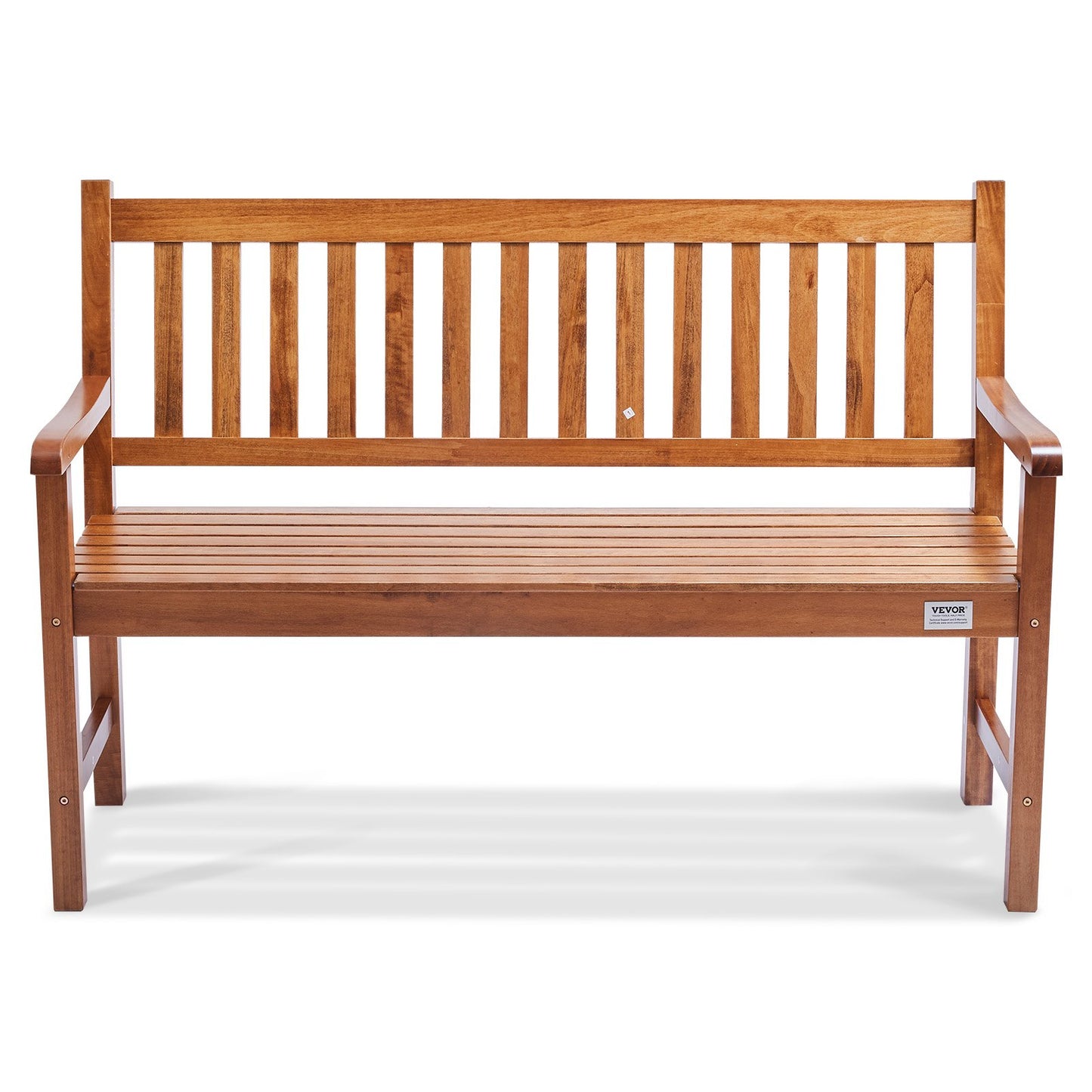 Durable 50-Inch Wooden Outdoor Bench with Backrest & Armrests - Ideal for Garden, Park, Yard, or Patio - Supports 800 lbs!