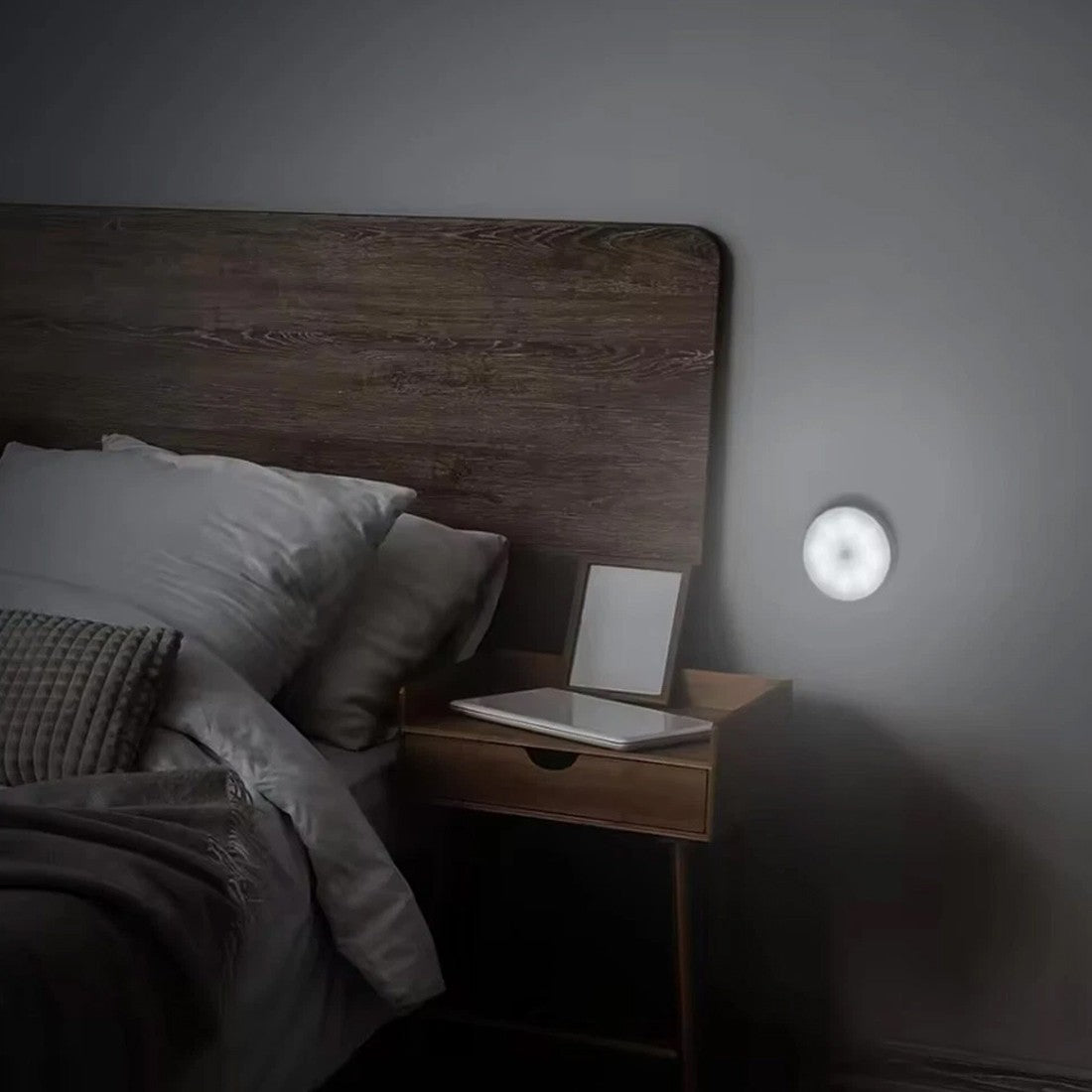 Rechargeable USB LED Motion Sensor Night Light - Portable and Versatile for Cabinets & Stairs