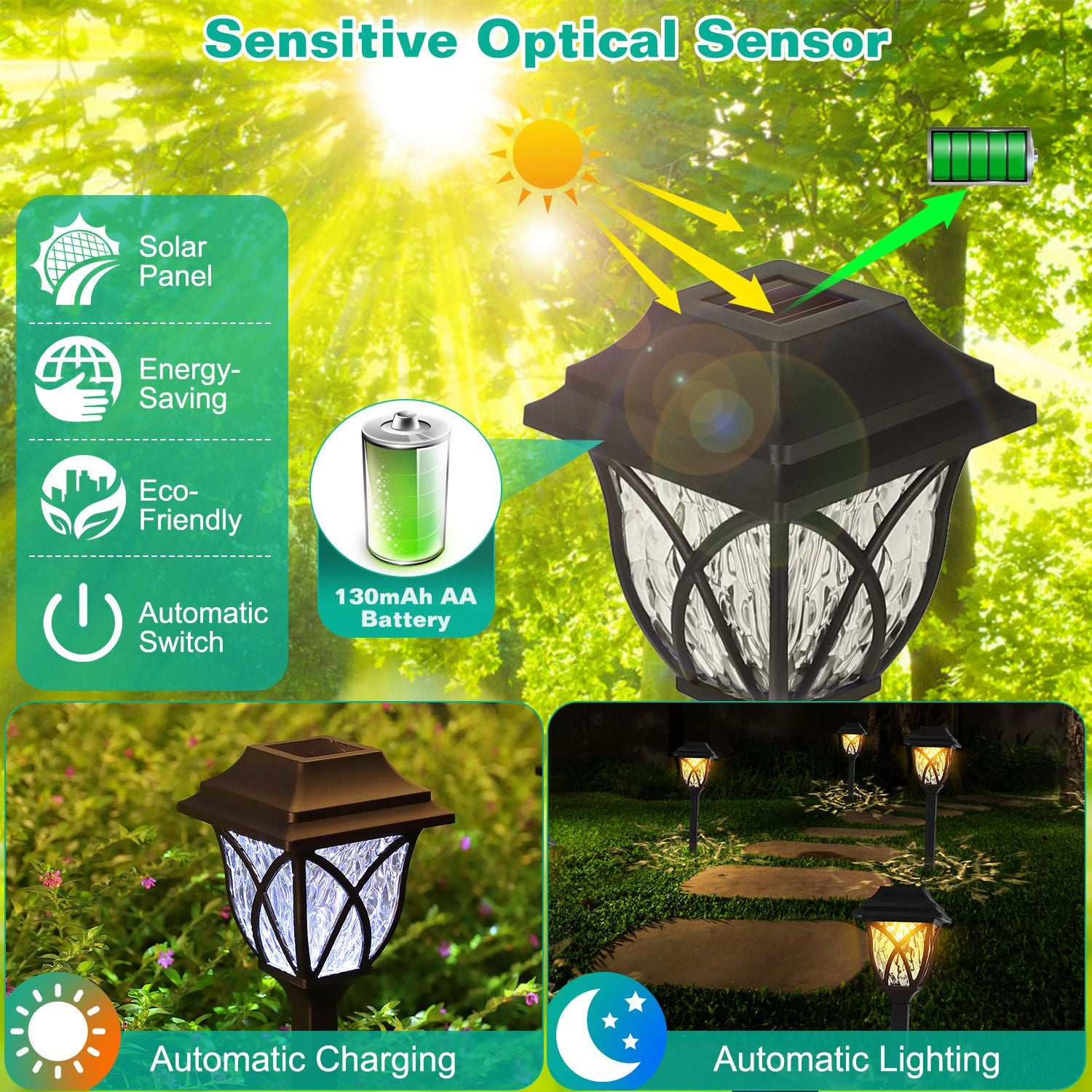 Illuminate Your Outdoors: 6-Pack Solar Powered Waterproof Stake Lights for Pathway, Garden, and Patio Decor