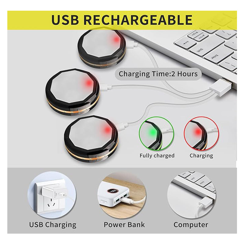 Illuminate Your Space: 3-Pack Rechargeable Wireless Motion Sensor LED Under Cabinet Night Lights