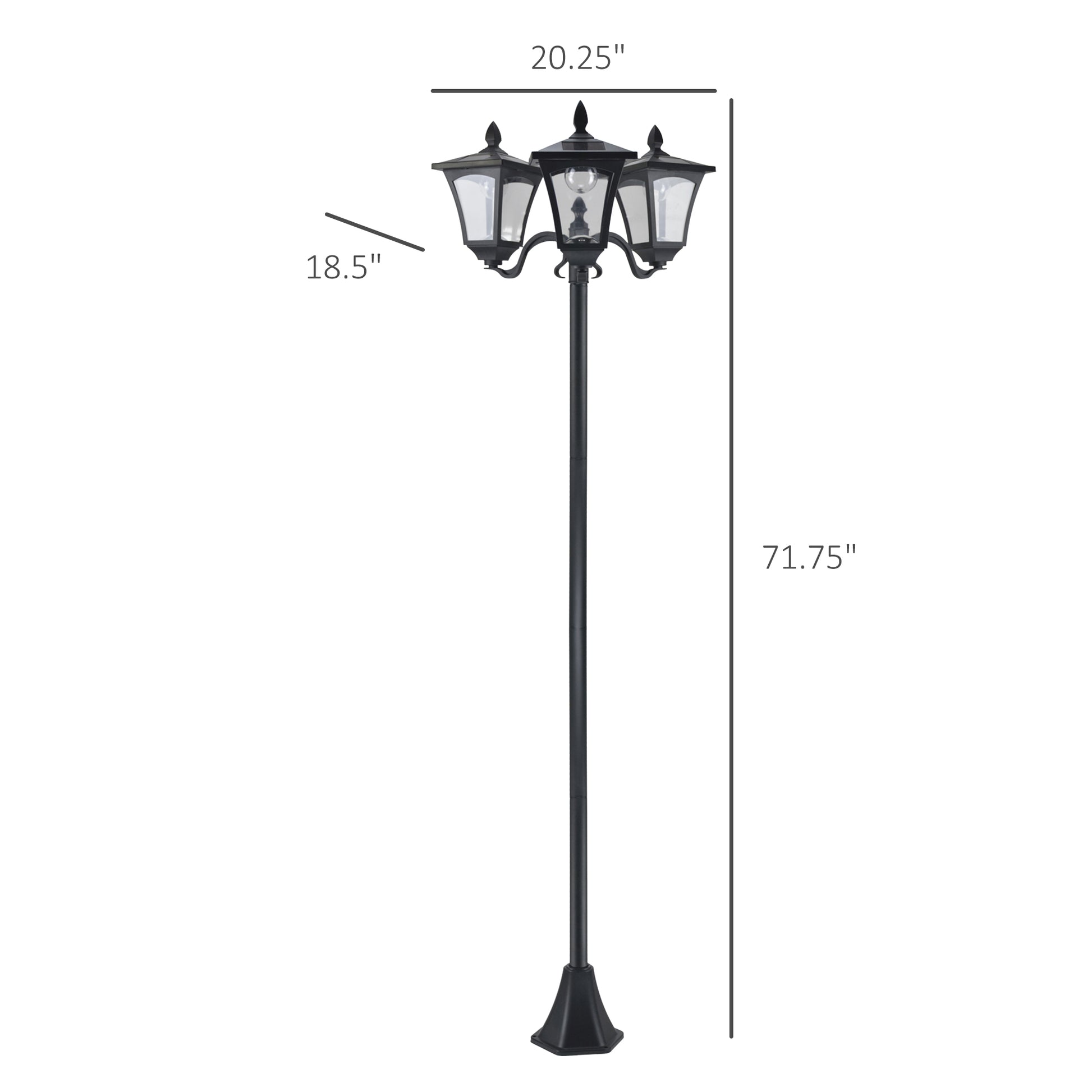 Stunning 72" Triple Head Solar Lamp Post - Vintage Outdoor Lighting for Your Backyard, Garden Pathway & Driveway