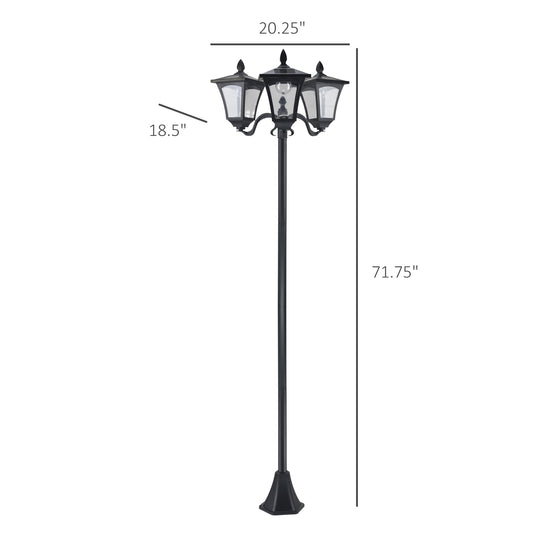 Stunning 72" Triple Head Solar Lamp Post - Vintage Outdoor Lighting for Your Backyard, Garden Pathway & Driveway
