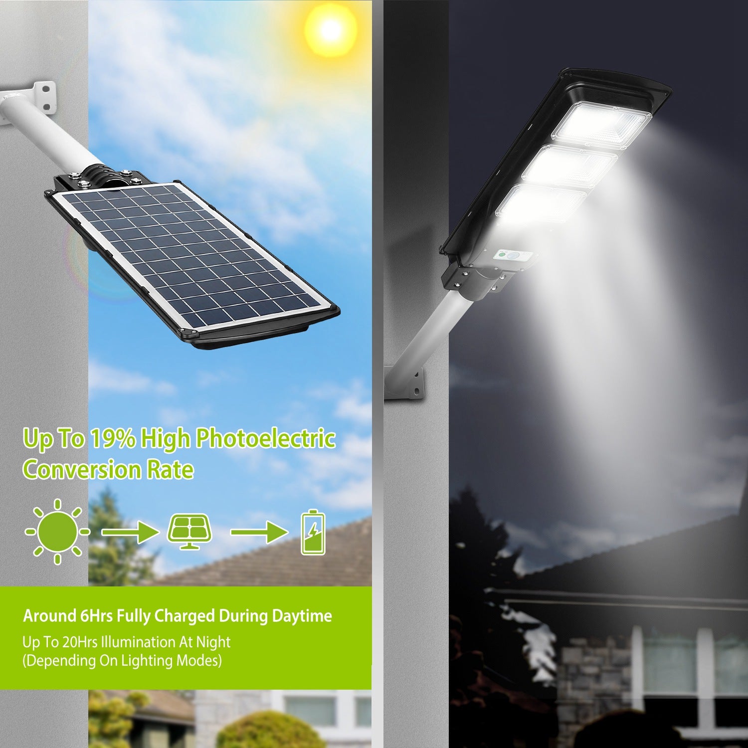 Illuminate Your Outdoors with 180 LED Solar Street Path Lights - Remote Control, Waterproof & Wireless for Garage, Front Door, and Garden Pathway!