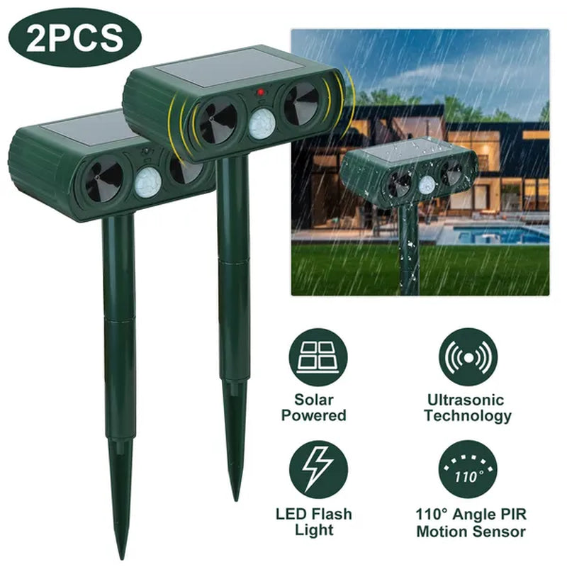 Ultimate Solar-Powered Ultrasonic Animal Repeller with Motion Sensor - Waterproof Protection for Your Farm, Garden, and Yard Against Deer, Raccoons, Cats, Dogs, Rabbits, Squirrels, and Birds
