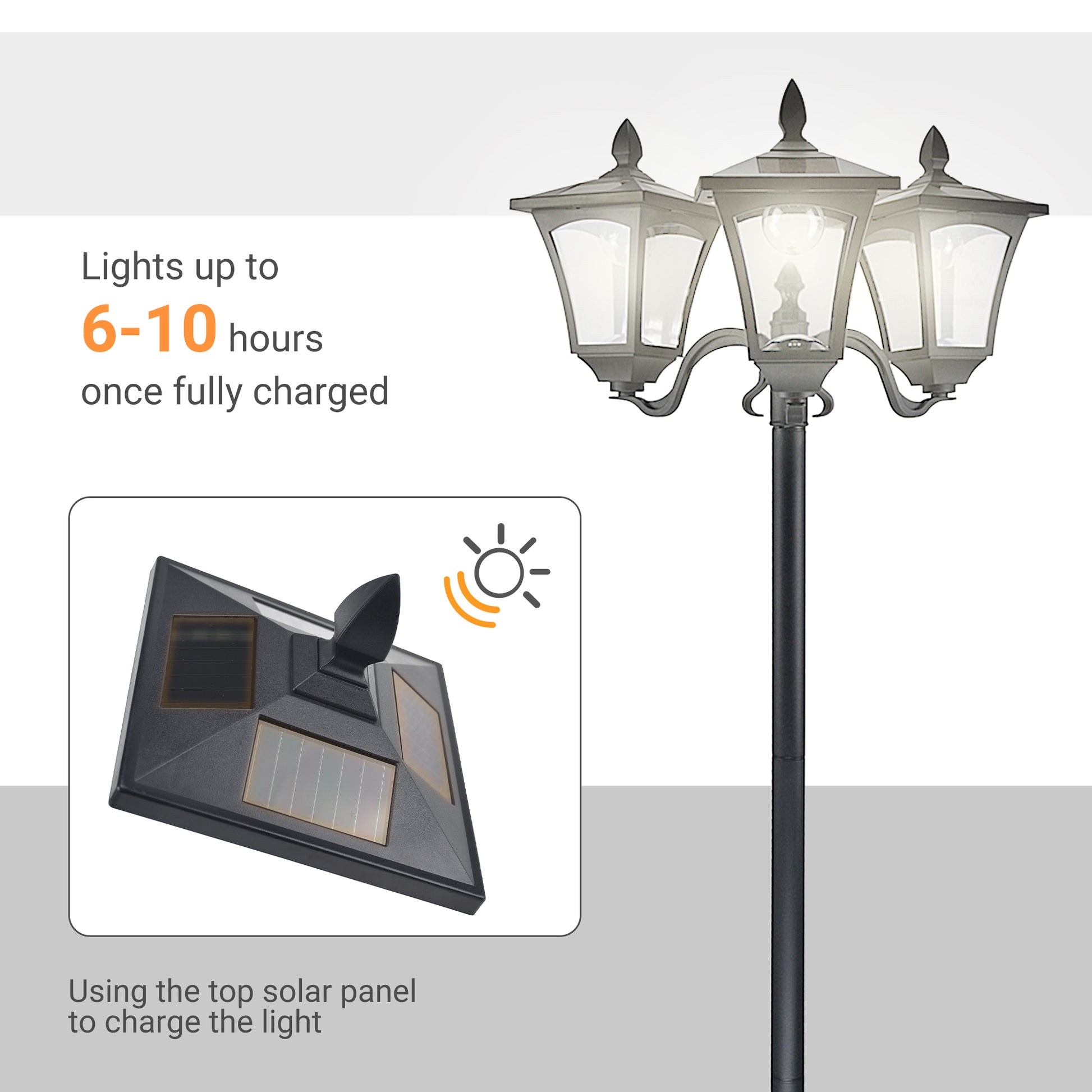 Stunning 72" Triple Head Solar Lamp Post - Vintage Outdoor Lighting for Your Backyard, Garden Pathway & Driveway