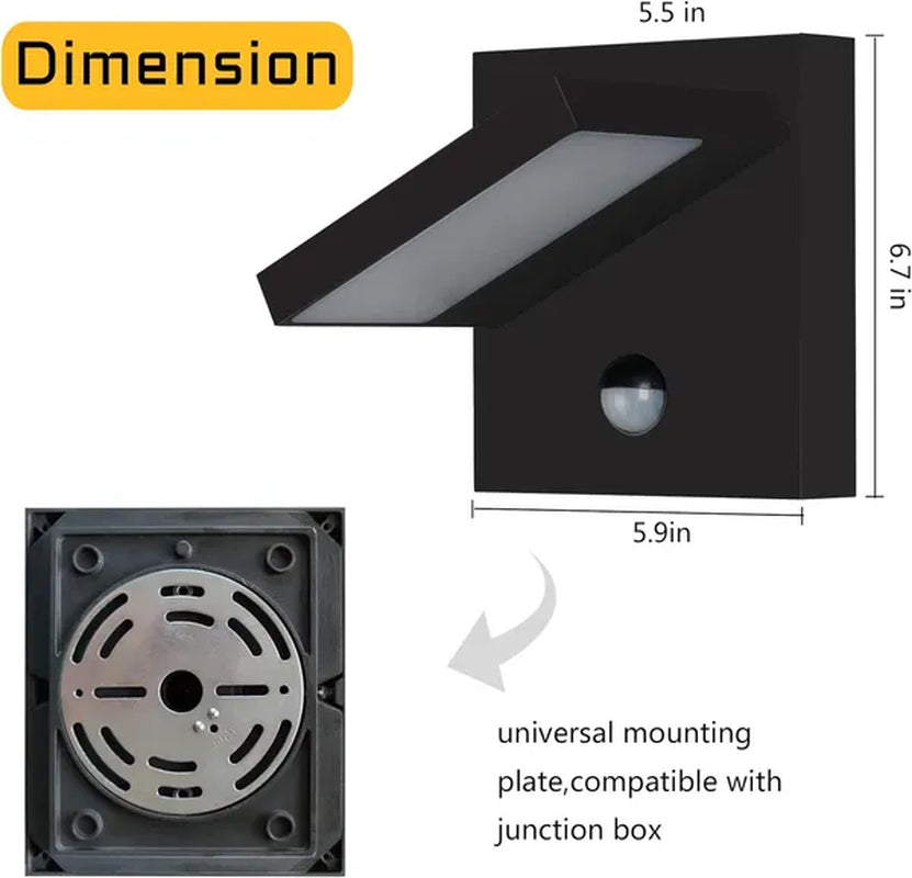 Sleek Modern Outdoor Motion Sensor Wall Light - Elegant Sconce Lantern for Porch & Front Door