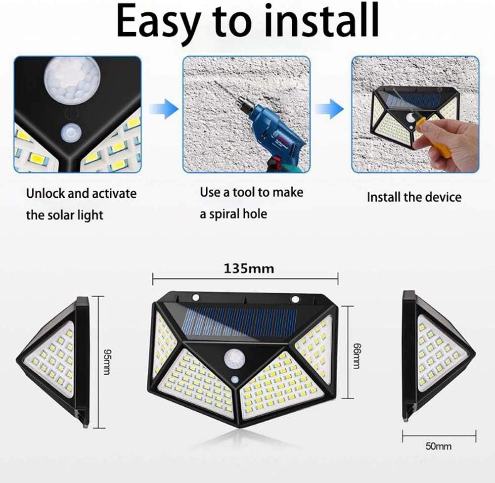 Aolyty 2-Pack Solar Motion Sensor Wall Lights - 3 Modes, Waterproof LED Security Lights with 4-Side Illumination for Garden, Yard, Patio & Walkway