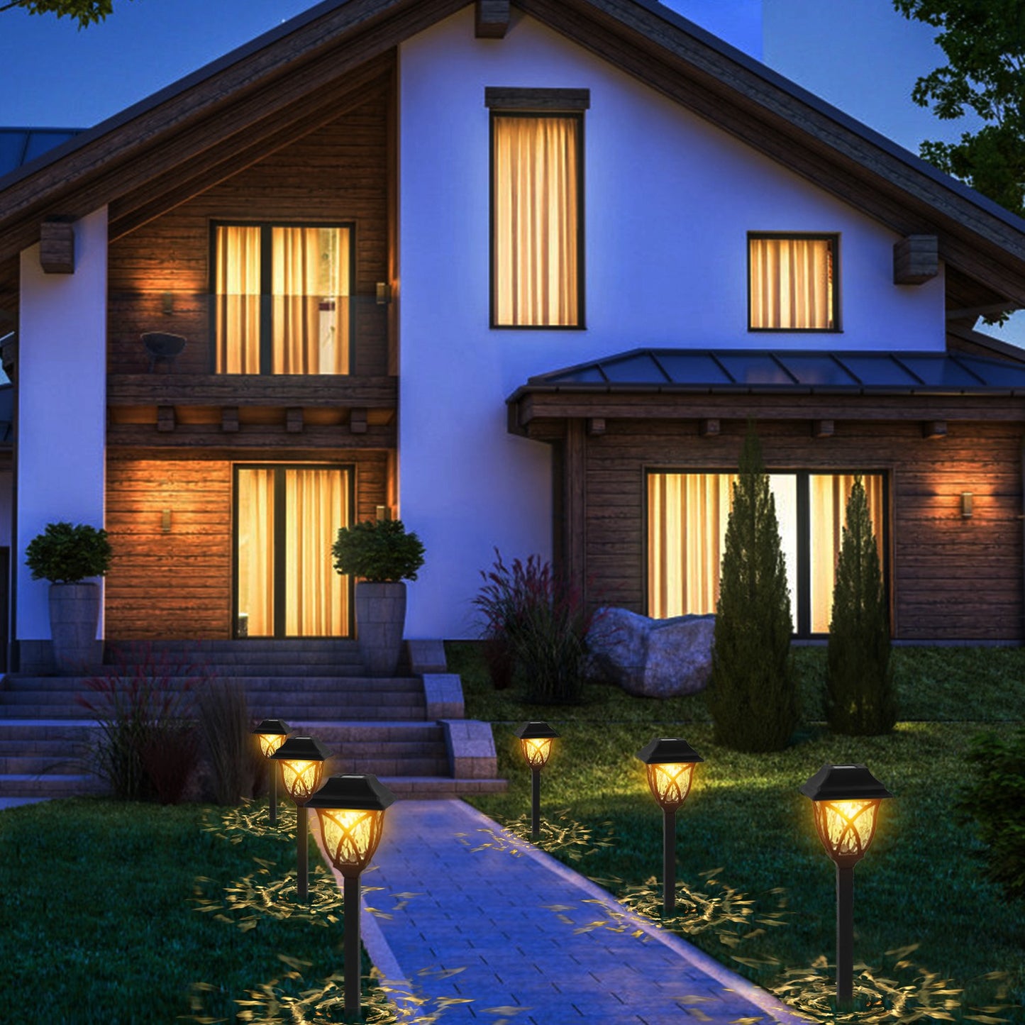 Illuminate Your Outdoors: 6-Pack Solar Powered Waterproof Stake Lights for Pathway, Garden, and Patio Decor