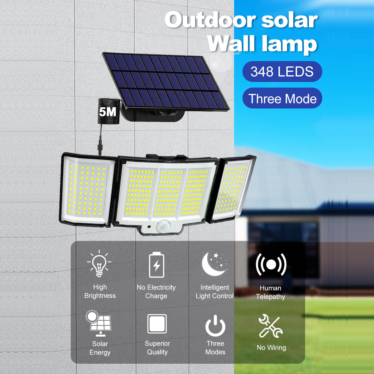Ultimate 348 LED Solar Motion Sensor Lights - 1 or 2 Pack with Remote & 3 Adjustable Heads - Waterproof Outdoor Security Solution