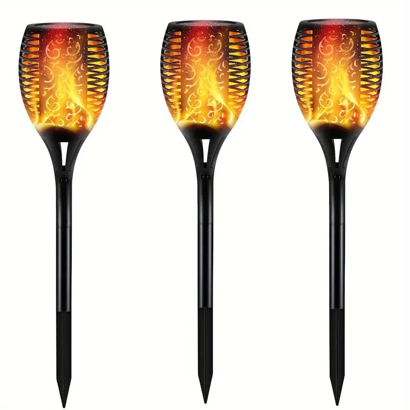 Enchanting Solar-Powered Garden Torch Lights - Flickering Flame Pathway Decor for Christmas & Halloween