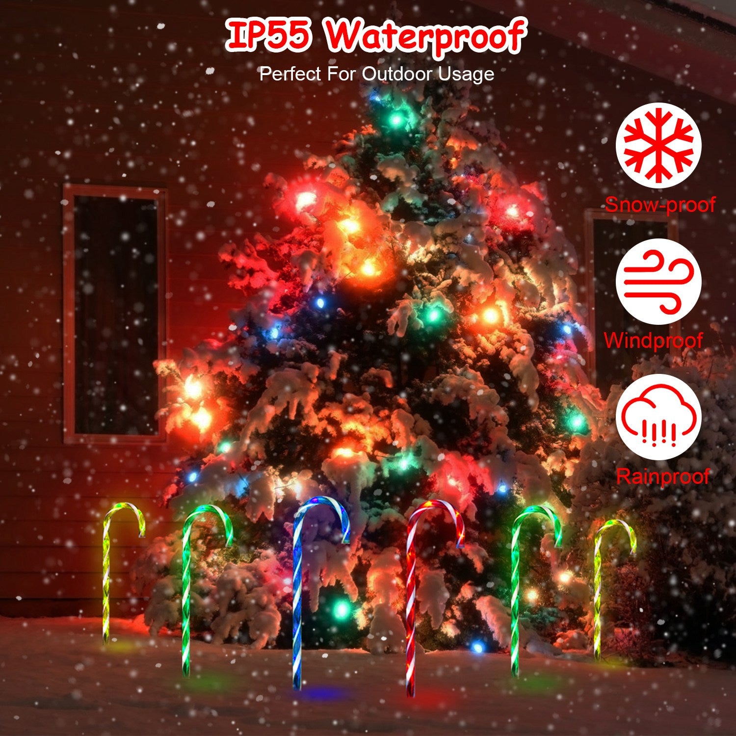 Brighten Your Holidays with Solar-Powered Waterproof Candy Cane Lights - Ideal for Patios, Yards, and Pathways!