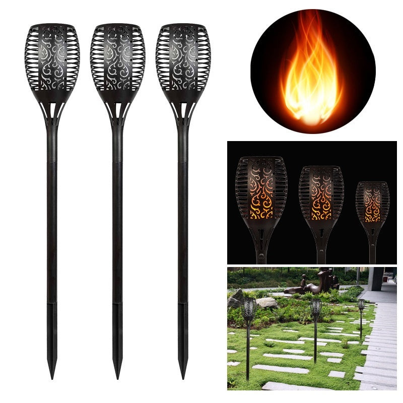 Illuminate Your Outdoors: 5-Pack Solar Flickering Flame Garden Torches - Ideal for Holiday Decor!