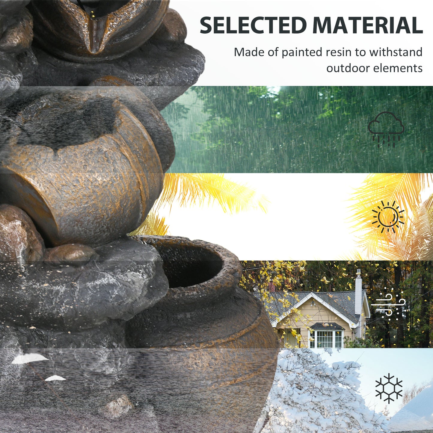 Elevate Your Outdoor Oasis with a 28.3" Solar-Powered 4-Tier Water Fountain - Stunning LED Lights & Elegant Resin Design