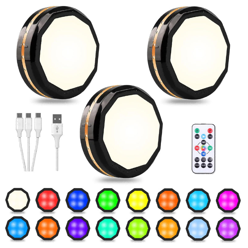 Illuminate Your Space: 3-Pack Rechargeable Wireless Motion Sensor LED Under Cabinet Night Lights
