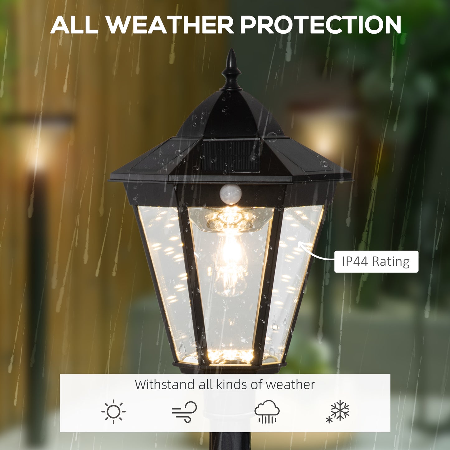Elegant 76.5" Solar Lamp Post Light - Vintage Aluminum Street Light with Dusk to Dawn and PIR Motion Sensor for Garden, Lawn, Pathway, Driveway - Classic Black Finish