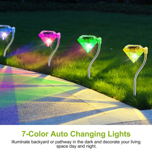 Illuminate Your Outdoors: 4-Pack Color Changing Solar Garden Stake Lights - Waterproof LED Decor for Pathway, Patio & Yard