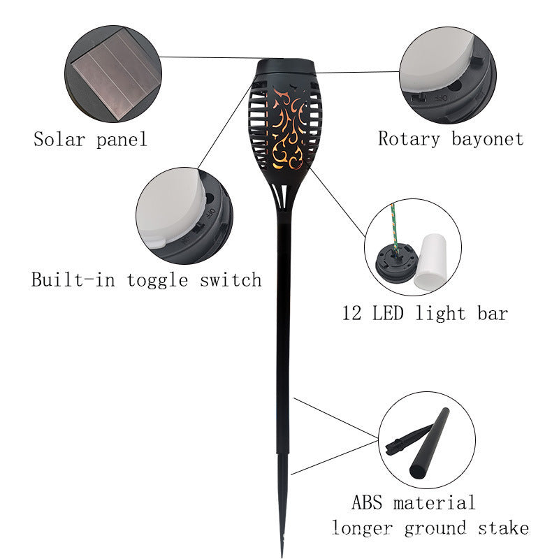 Enchanting Solar-Powered Garden Torch Lights - Flickering Flame Pathway Decor for Christmas & Halloween