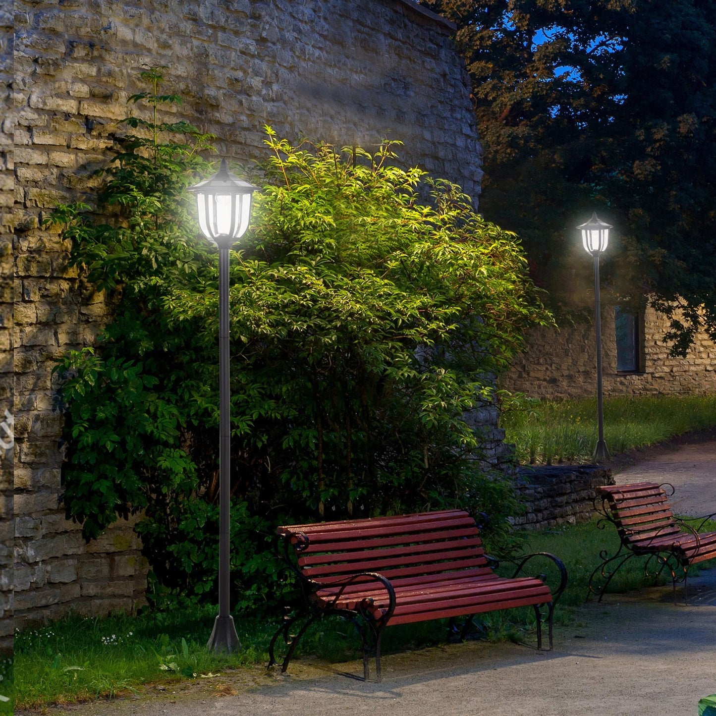 Transform Your Outdoor Spaces with a 1.77M Solar Post Lamp - Elegant LED Lantern for Pathways and Gardens