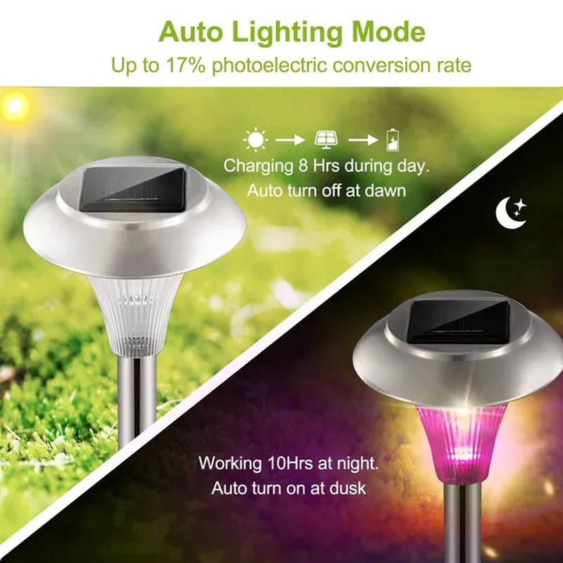 Transform Your Outdoor Space with 4-Pack Color Changing Waterproof Solar Garden Lights!