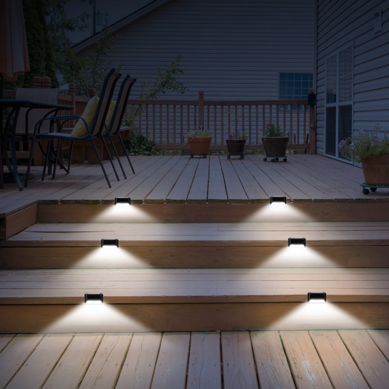 Transform Your Outdoor Space with 4-Pack Solar LED Step Lights - Waterproof Dusk to Dawn Sensors for Safe Stairs and Stylish Yard Railings!