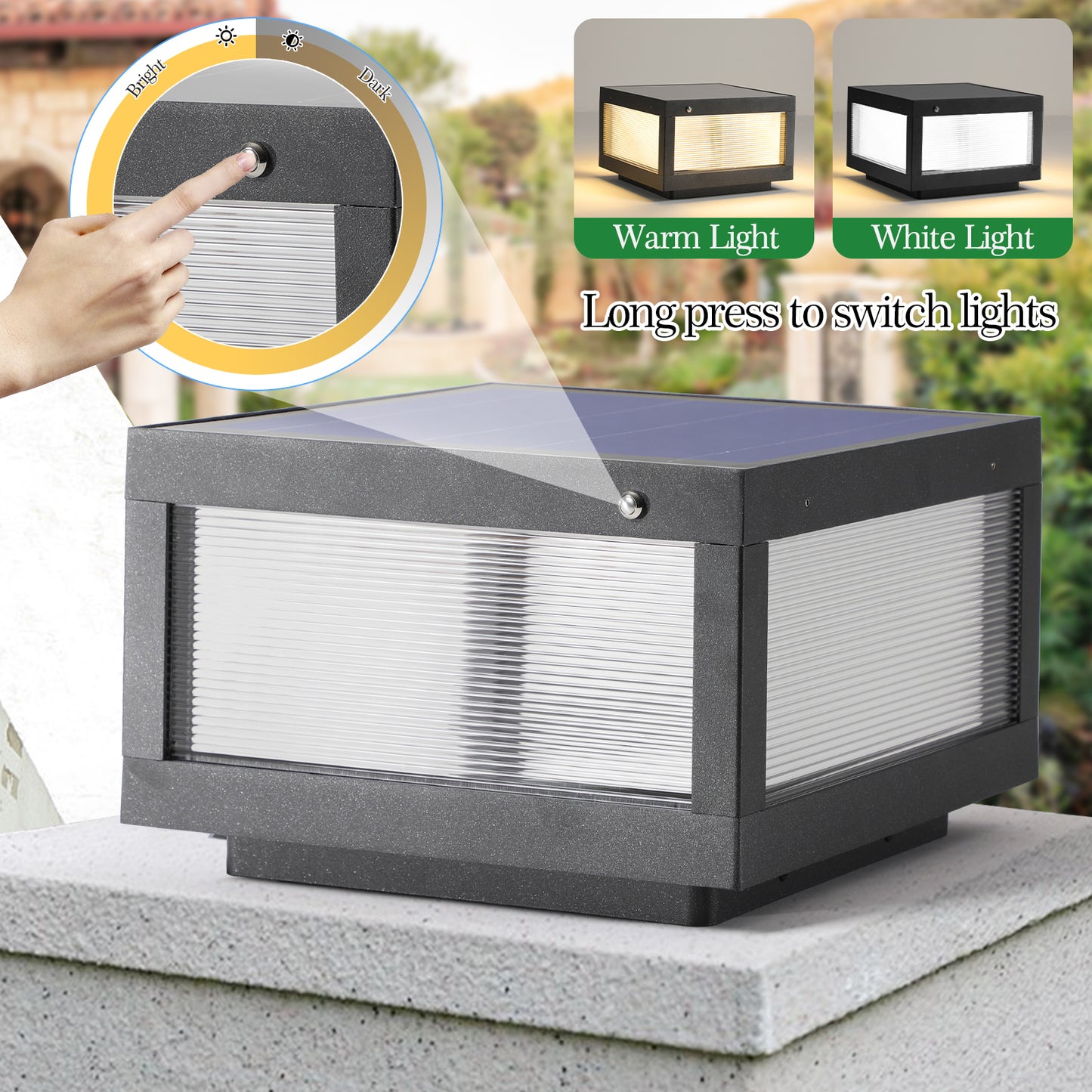 Illuminate Your Outdoors with 12-Inch Black Solar LED Post Cap Light - Perfect for Pathways, Decks & Patios - 1-Pack