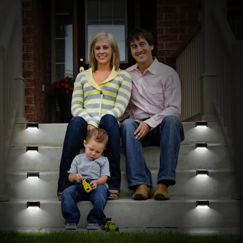 Illuminate Your Outdoors: 4-Pack Solar Powered LED Step Lights - Water-Resistant & Dusk-Activated