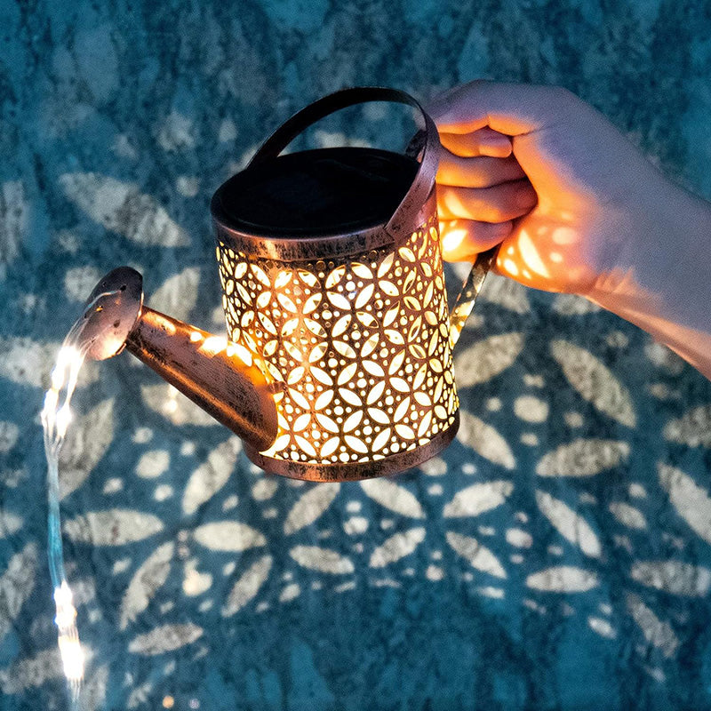 Enchanting 2PCS Solar LED Watering Can String Lights - Perfect for Outdoor Decor