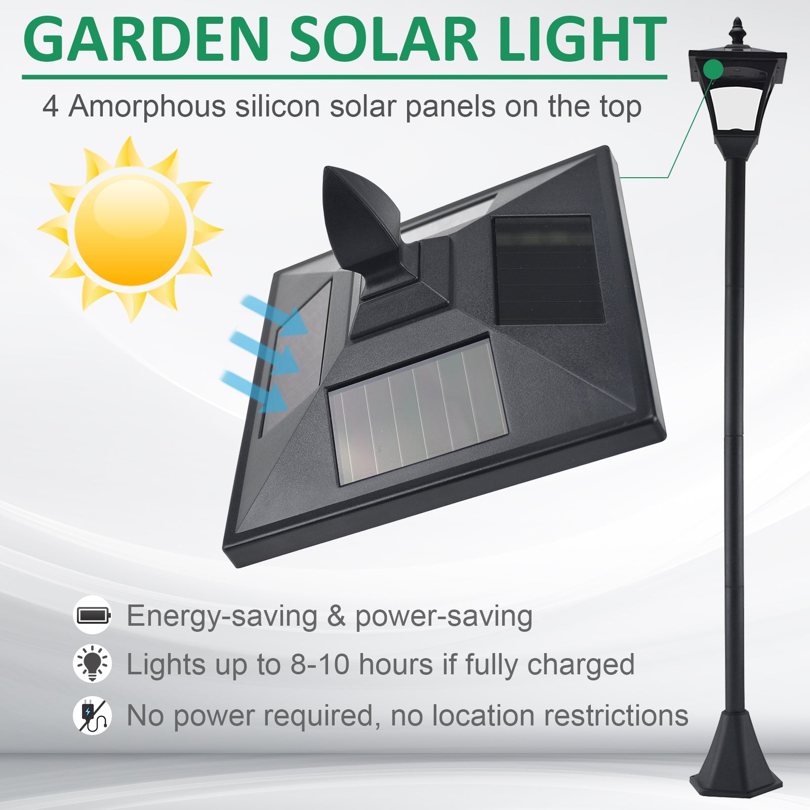 Elegant Set of 2 Dimmable Solar Post Lamps - Black LED Lanterns for Stunning Outdoor Pathway Lighting - 1.6m Height