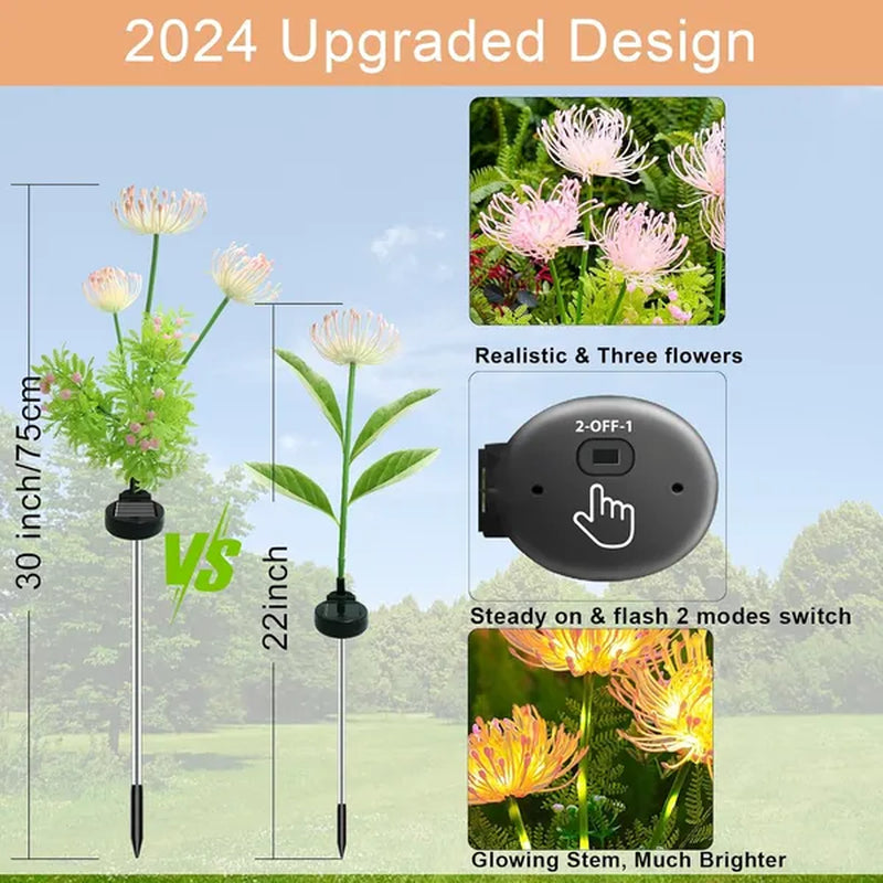 Transform Your Garden with 4 Pack Solar Flower Lights - Automatic On/Off Outdoor Decor & Ideal Gift for Mom!