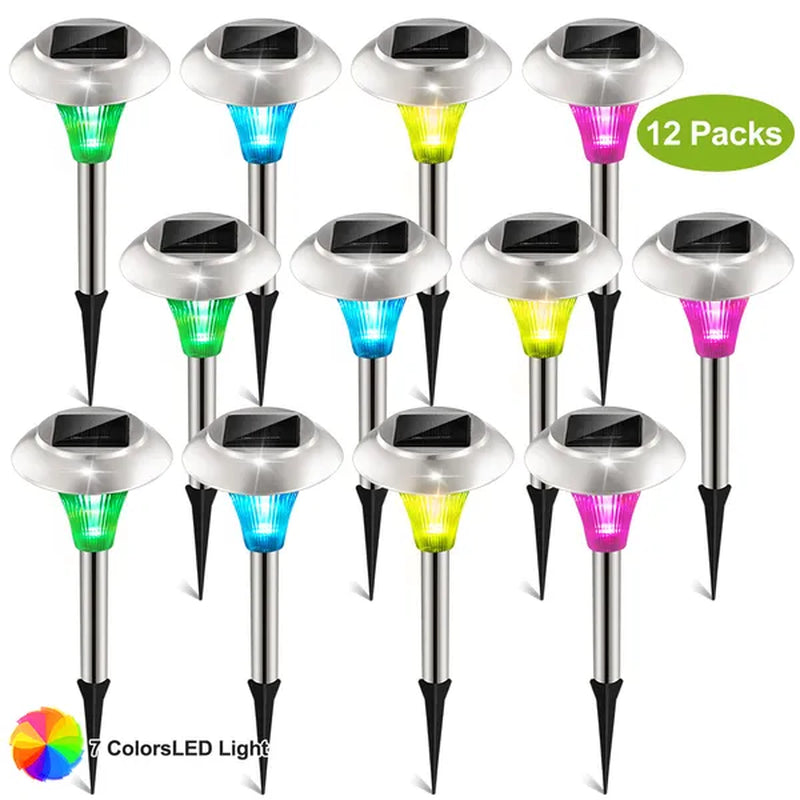 Vibrant 12-Pack Color Changing Solar Garden Lights - Waterproof Outdoor Pathway Lamps for Breathtaking Landscapes