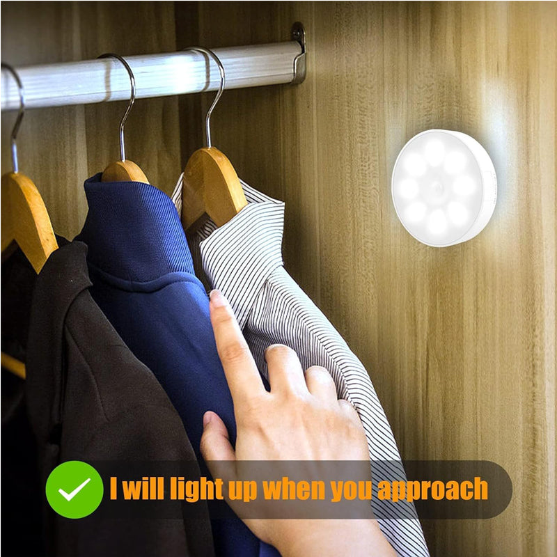 Illuminate Your Space: 6-Pack Dimmable Wireless Motion Sensor Under Cabinet Lights with 16 LEDs - Rechargeable Puck Lights for Closet, Kitchen, Hallway, and Stairs (3000-6000K)