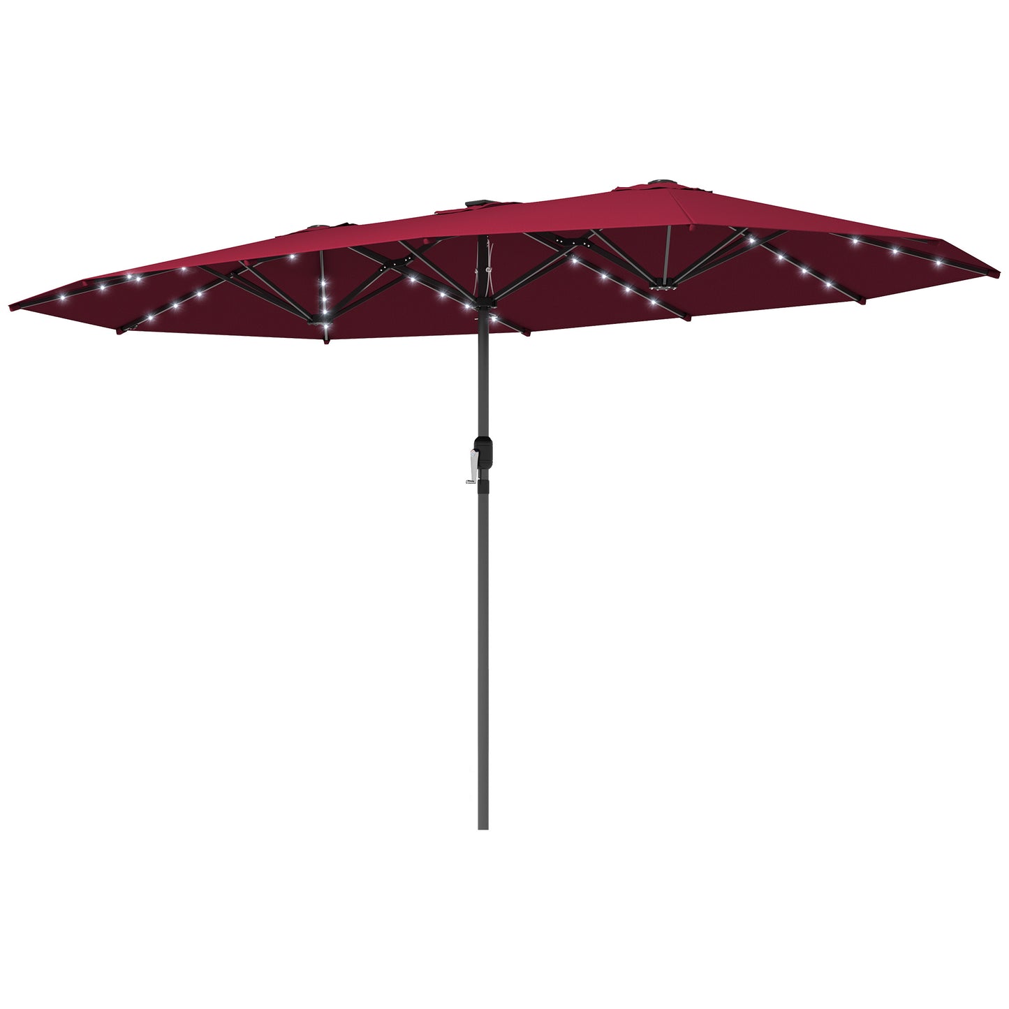 Illuminate Your Outdoor Oasis: Stylish Wine Red Double-Sided Garden Parasol with LED Solar Lights
