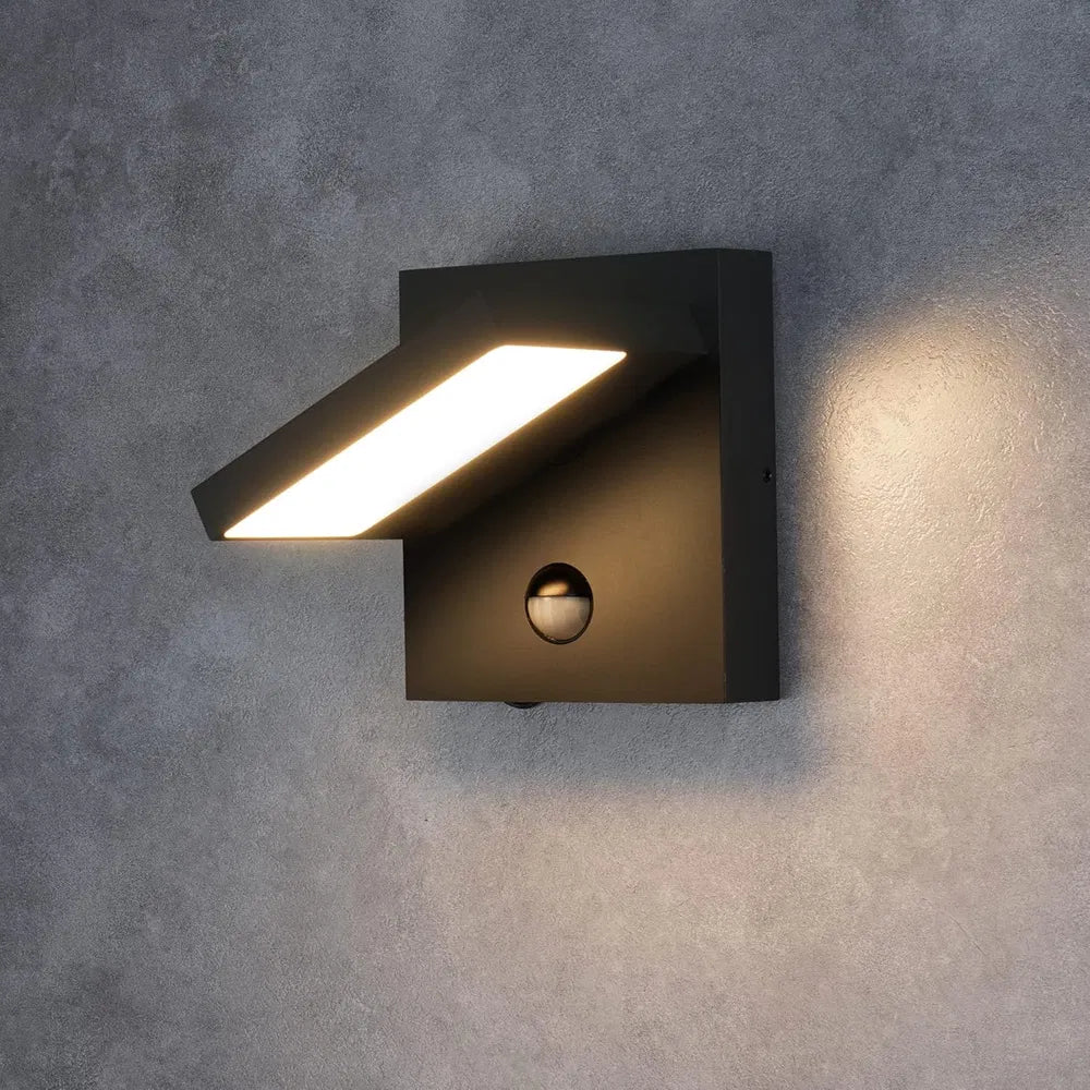 Sleek Modern Outdoor Motion Sensor Wall Light - Elegant Sconce Lantern for Porch & Front Door