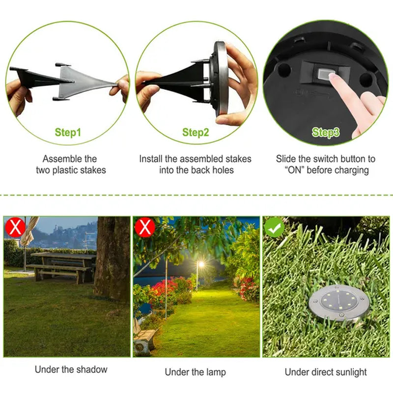 Illuminate Your Outdoors: 4-Pack Solar Powered Waterproof In-Ground Pathway & Patio Lights