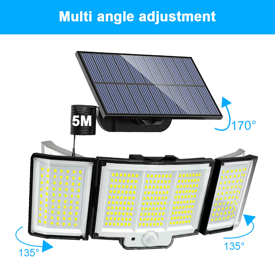 Ultimate 348 LED Solar Motion Sensor Lights - 1 or 2 Pack with Remote & 3 Adjustable Heads - Waterproof Outdoor Security Solution