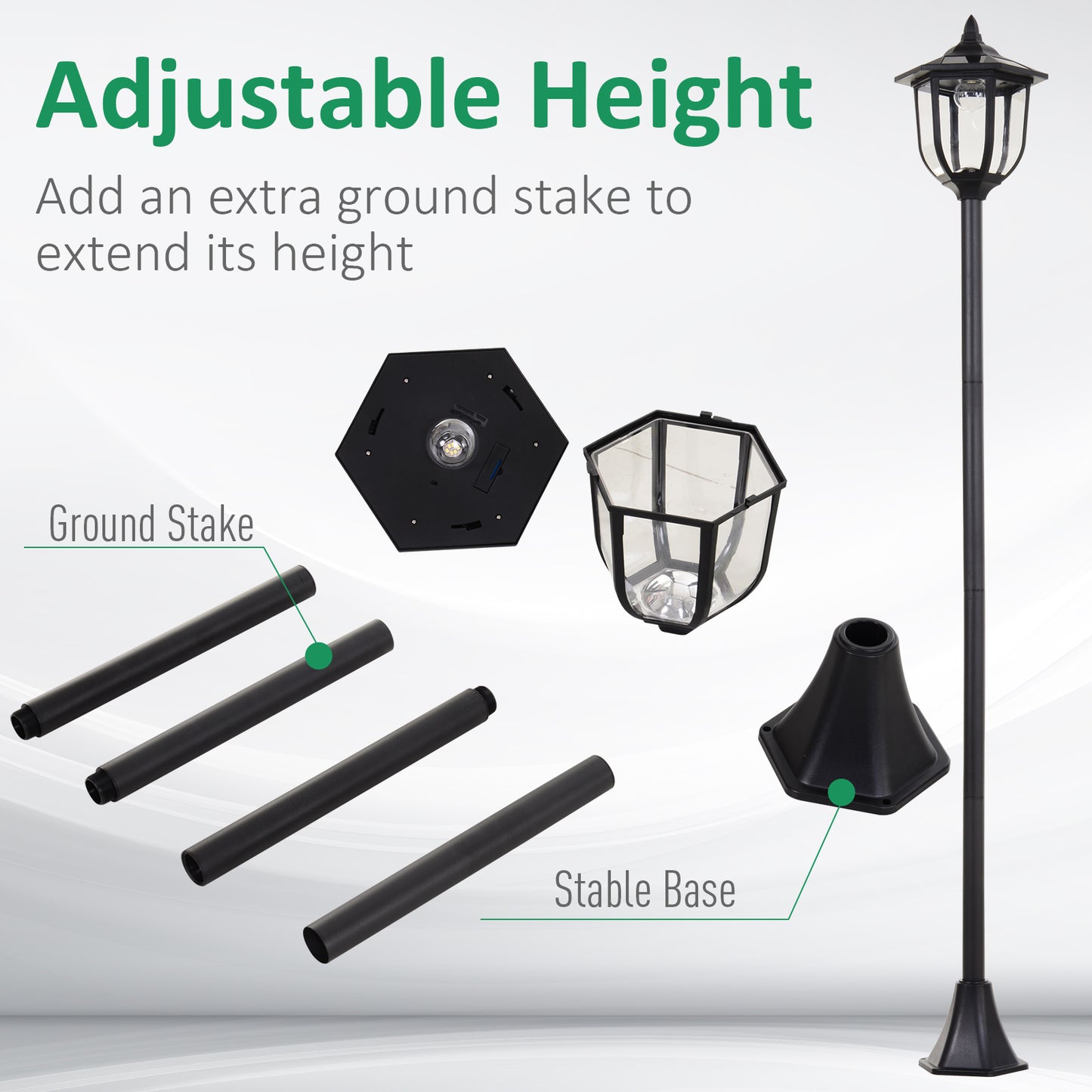 Transform Your Outdoor Spaces with a 1.77M Solar Post Lamp - Elegant LED Lantern for Pathways and Gardens