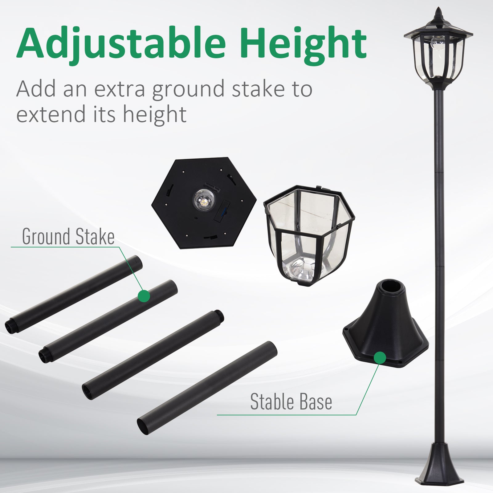 Transform Your Outdoor Spaces with a 1.77M Solar Post Lamp - Elegant LED Lantern for Pathways and Gardens