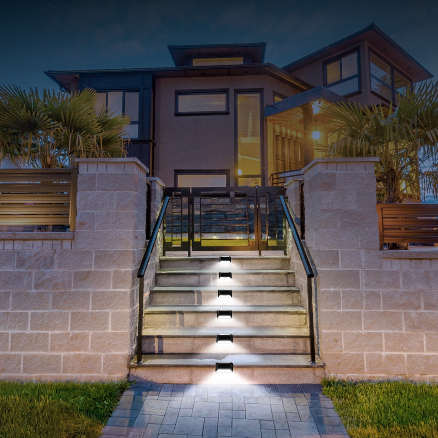 Transform Your Outdoor Space with 4-Pack Solar LED Step Lights - Waterproof Dusk to Dawn Sensors for Safe Stairs and Stylish Yard Railings!