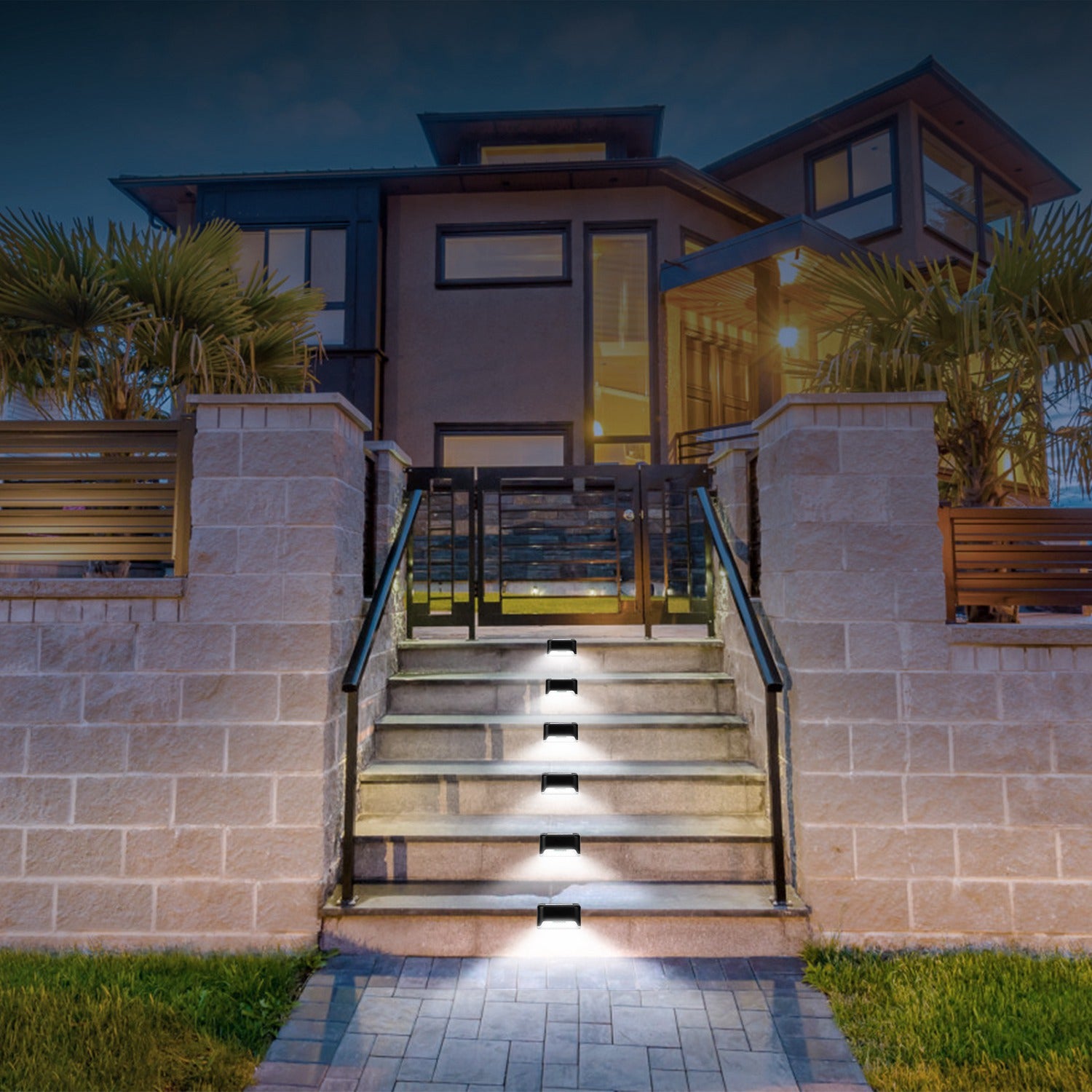 Transform Your Outdoor Space with 4-Pack Solar LED Step Lights - Waterproof Dusk to Dawn Sensors for Safe Stairs and Stylish Yard Railings!