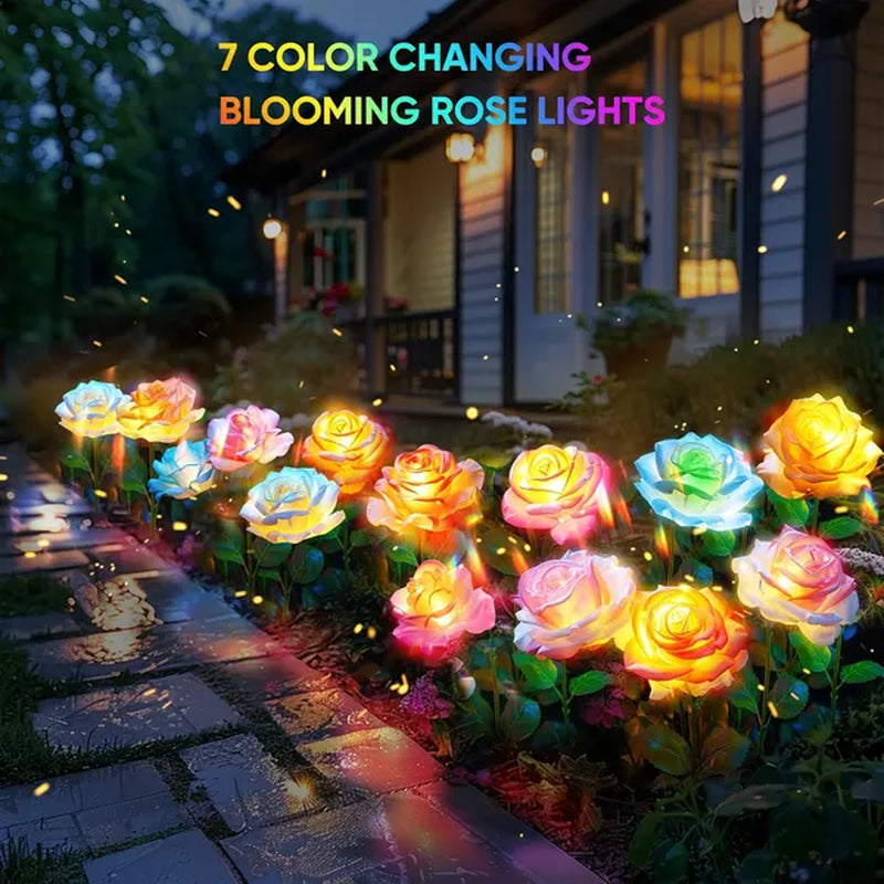 Transform Your Outdoor Space with 4 Pack Waterproof Solar Flower Lights - Stunning Solar Garden Decorations